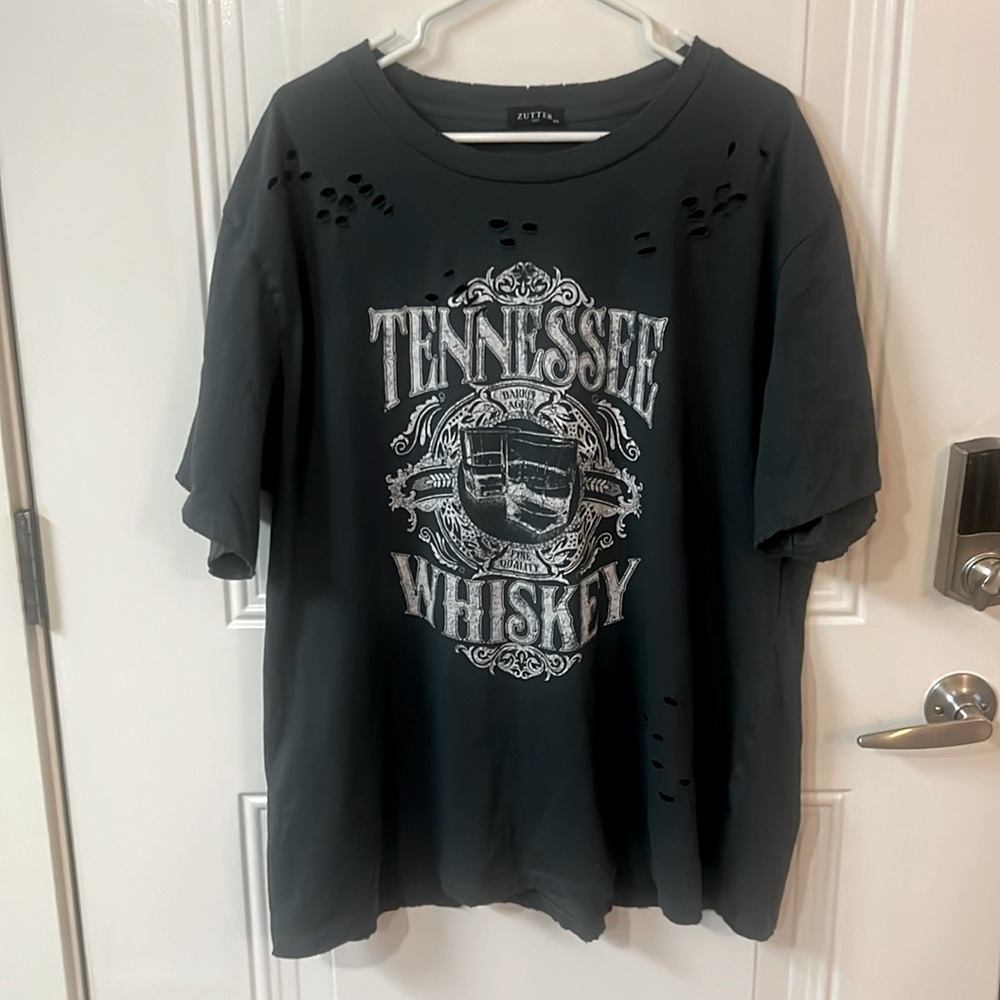 NWOT The Post Oversized  Distressed Tennessee Whiskey T-Shirt. Size M/L